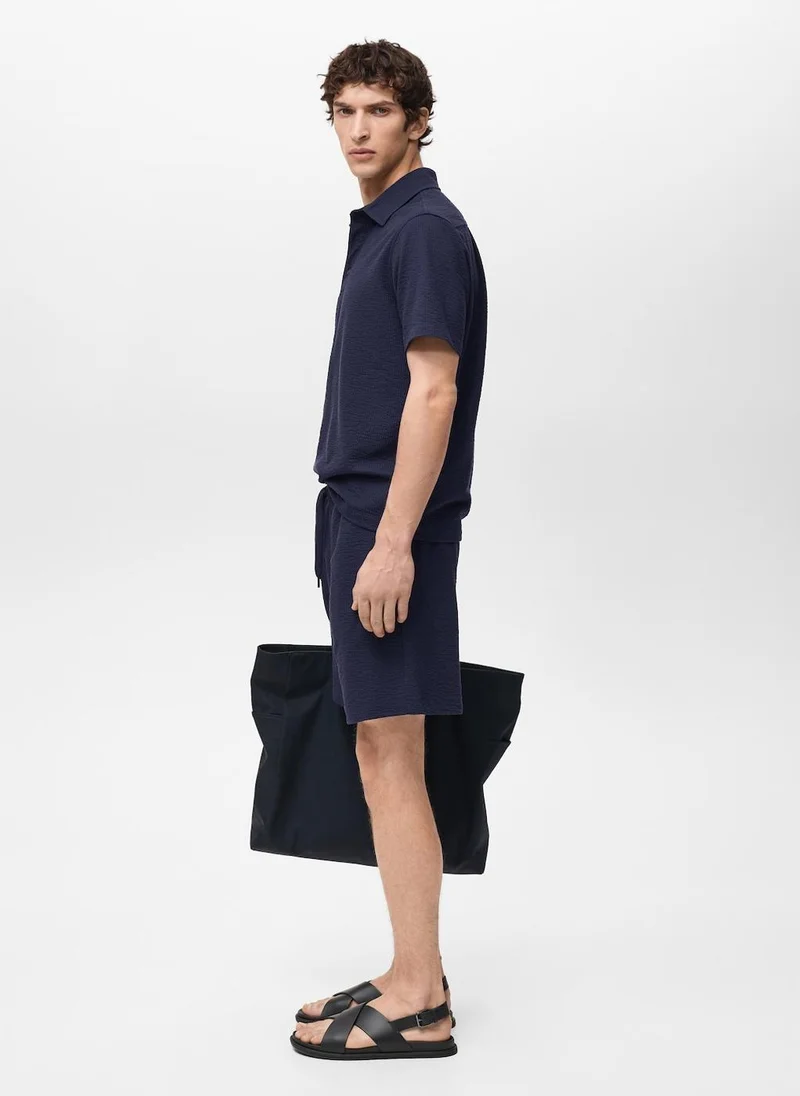 Mango Man  seersucker shorts with drawstring for Men | Best Price UAE
